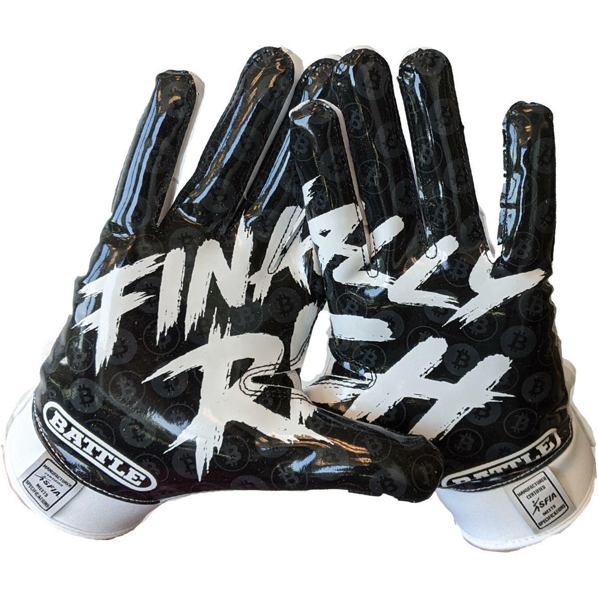 Battle Sports Youth Finally Rich 2.0 Football Gloves - White/Black