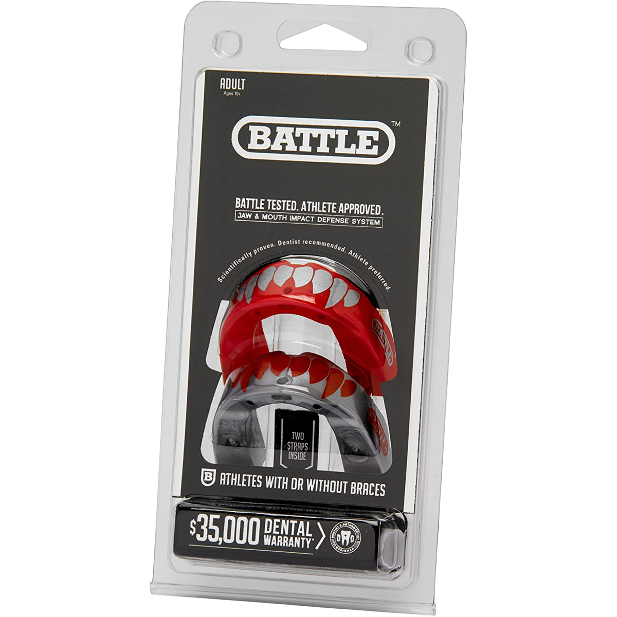Battle Sports Adult Fang Mouthguard 2-Pack with Straps