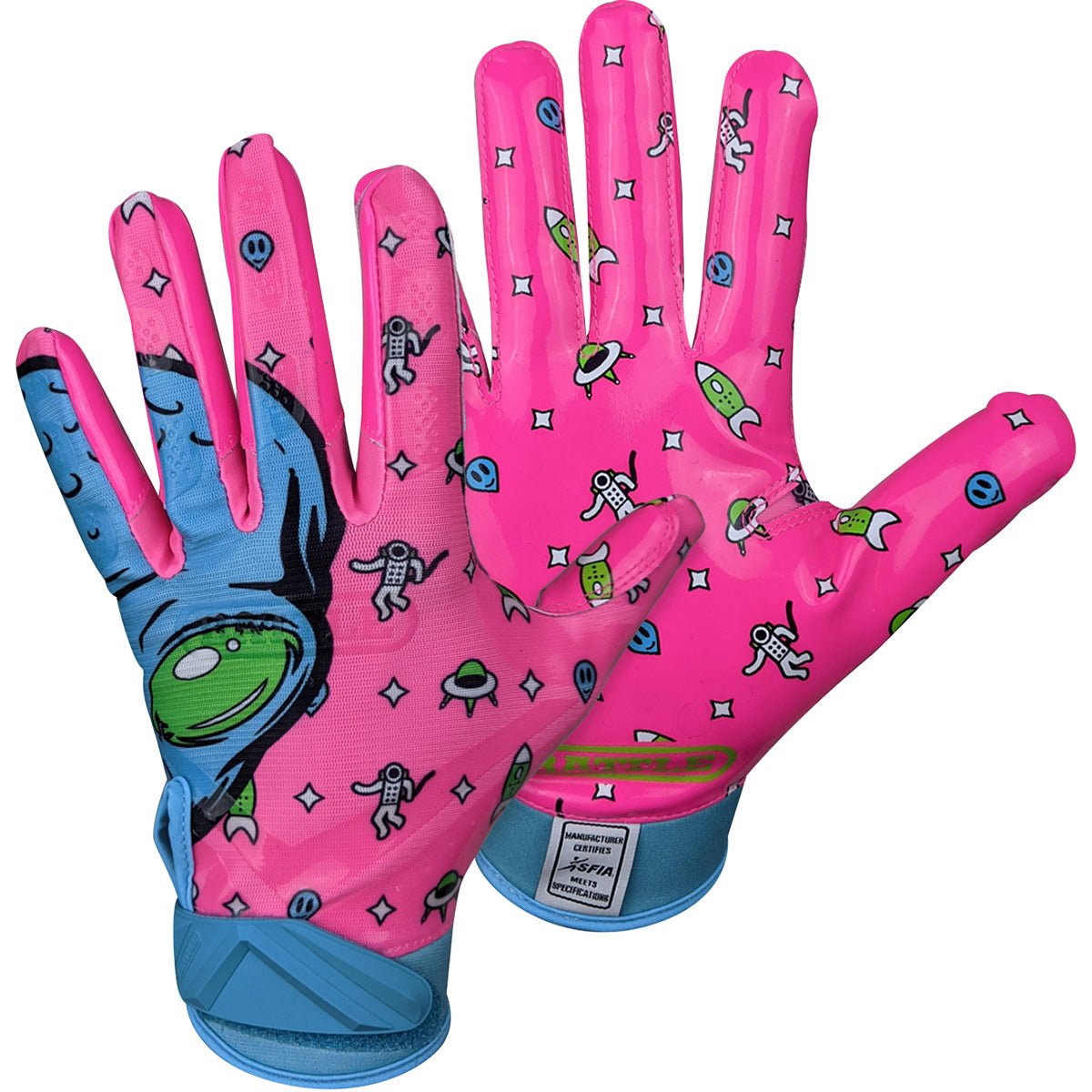 Battle Sports Youth Alien Cloaked Football Receiver Gloves - Pink
