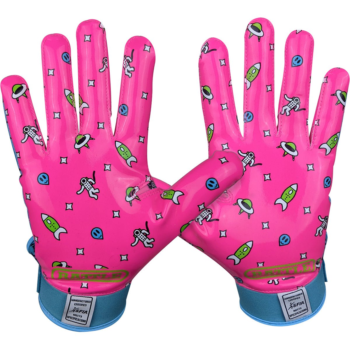 Battle Sports Adult Alien Cloaked Football Receiver Gloves - Pink