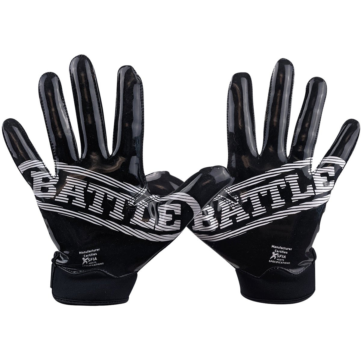 Battle Sports Doom 1.0 Youth Football Receiver Gloves - Black