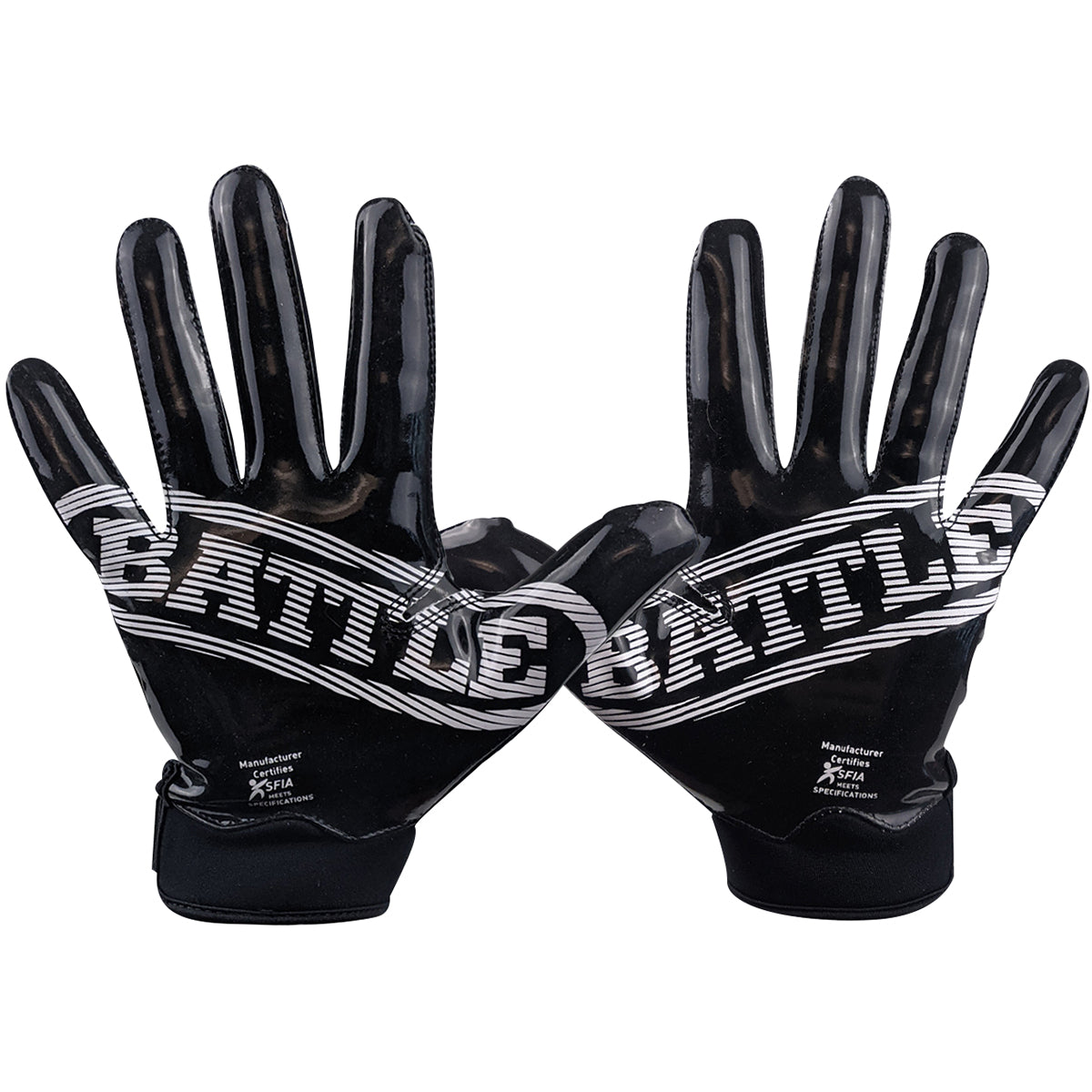Battle Sports Doom 1.0 Youth Football Receiver Gloves - Black Battle Sports