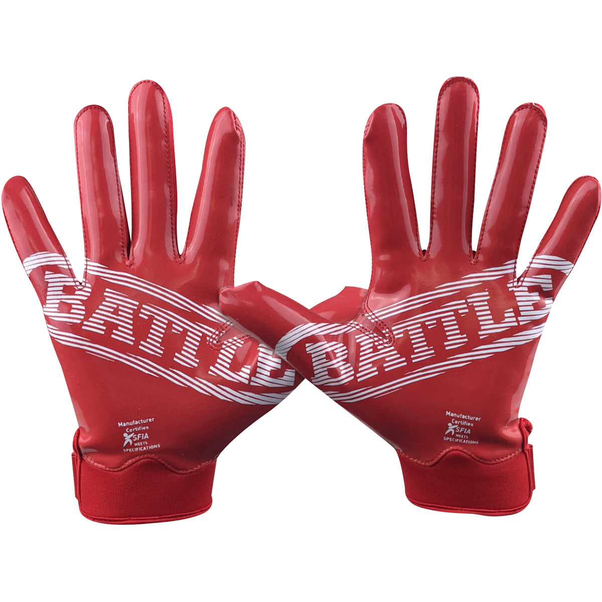 Battle Sports Doom 1.0 Adult Football Receiver Gloves - Red Battle Sports