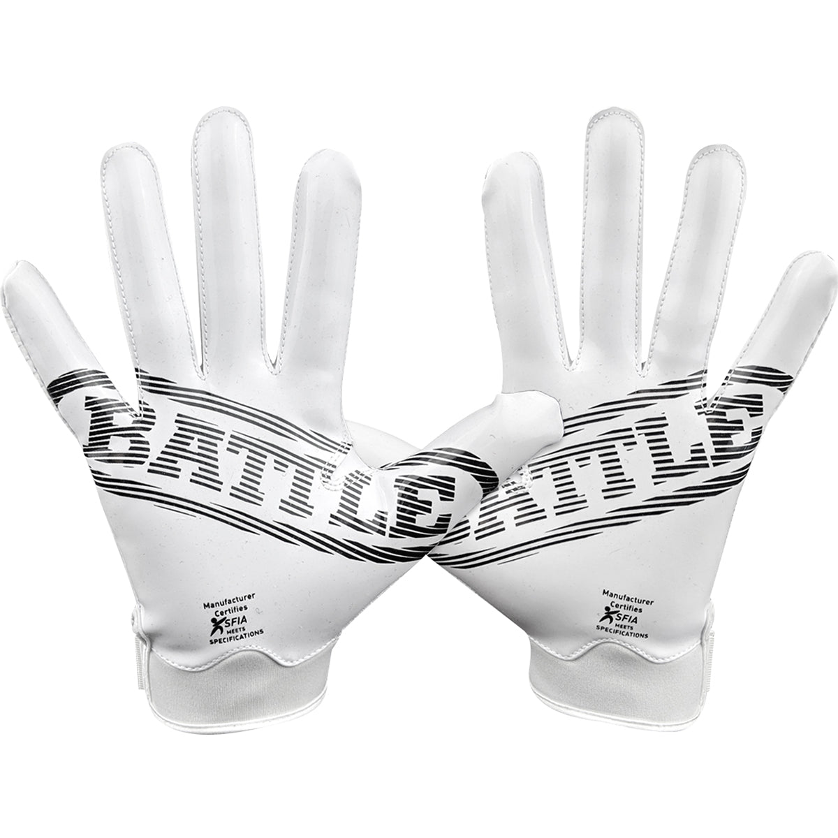 Battle Sports Doom 1.0 Adult Football Receiver Gloves - White Battle Sports