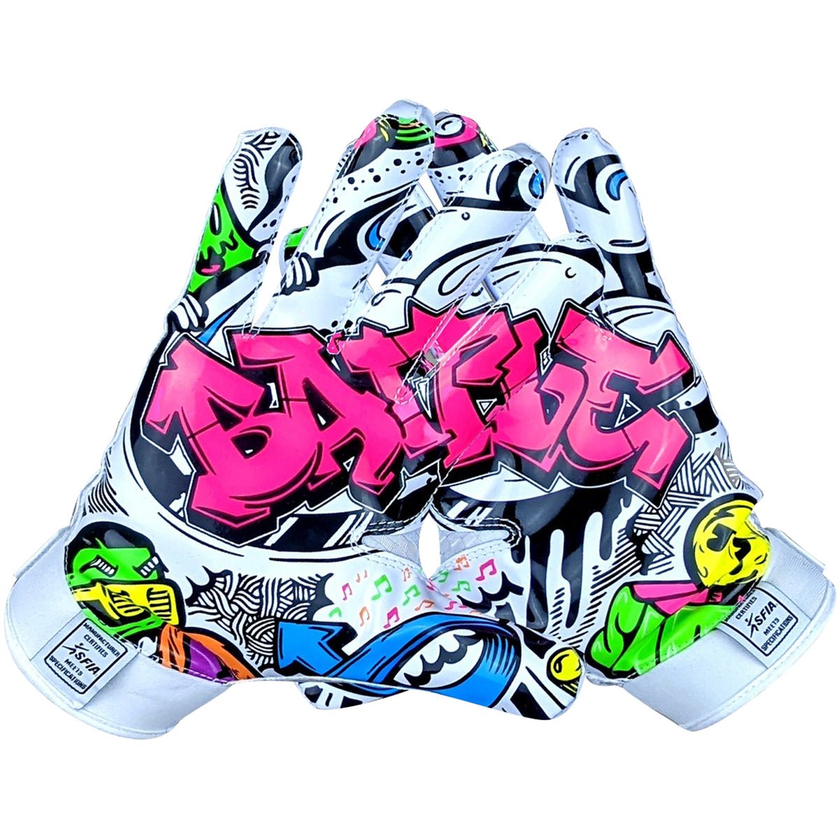 Battle Sports Youth Graffiti Triple Threat Football Gloves - White - Forza Sports