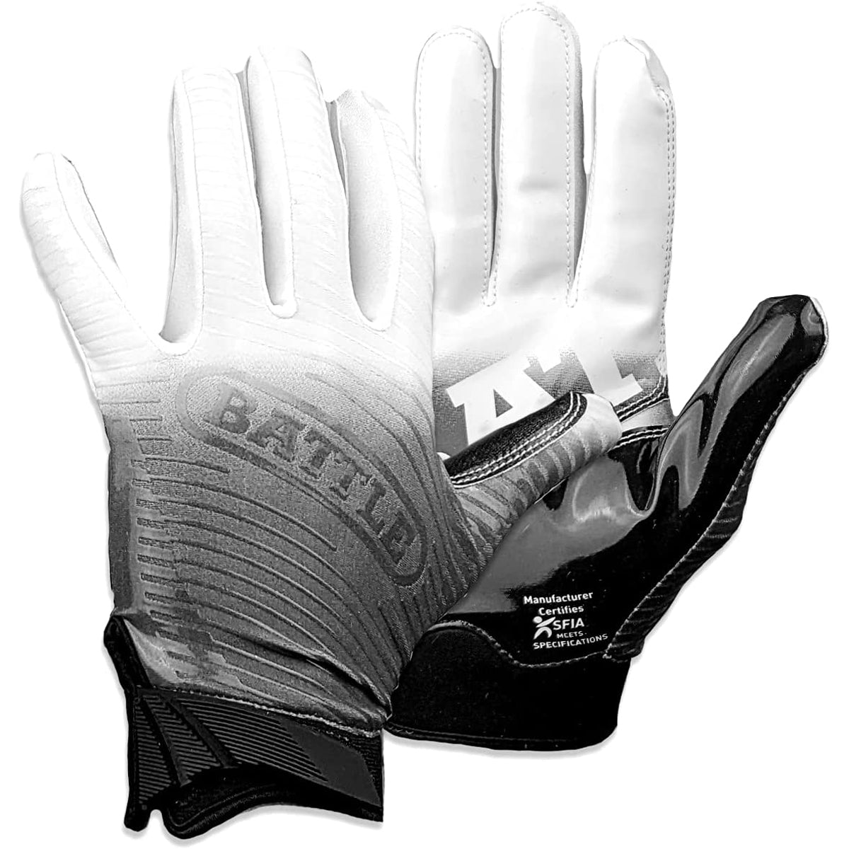 Battle Sports Adult Gradient Doom 1.0 Football Gloves - Black/White - Forza Sports