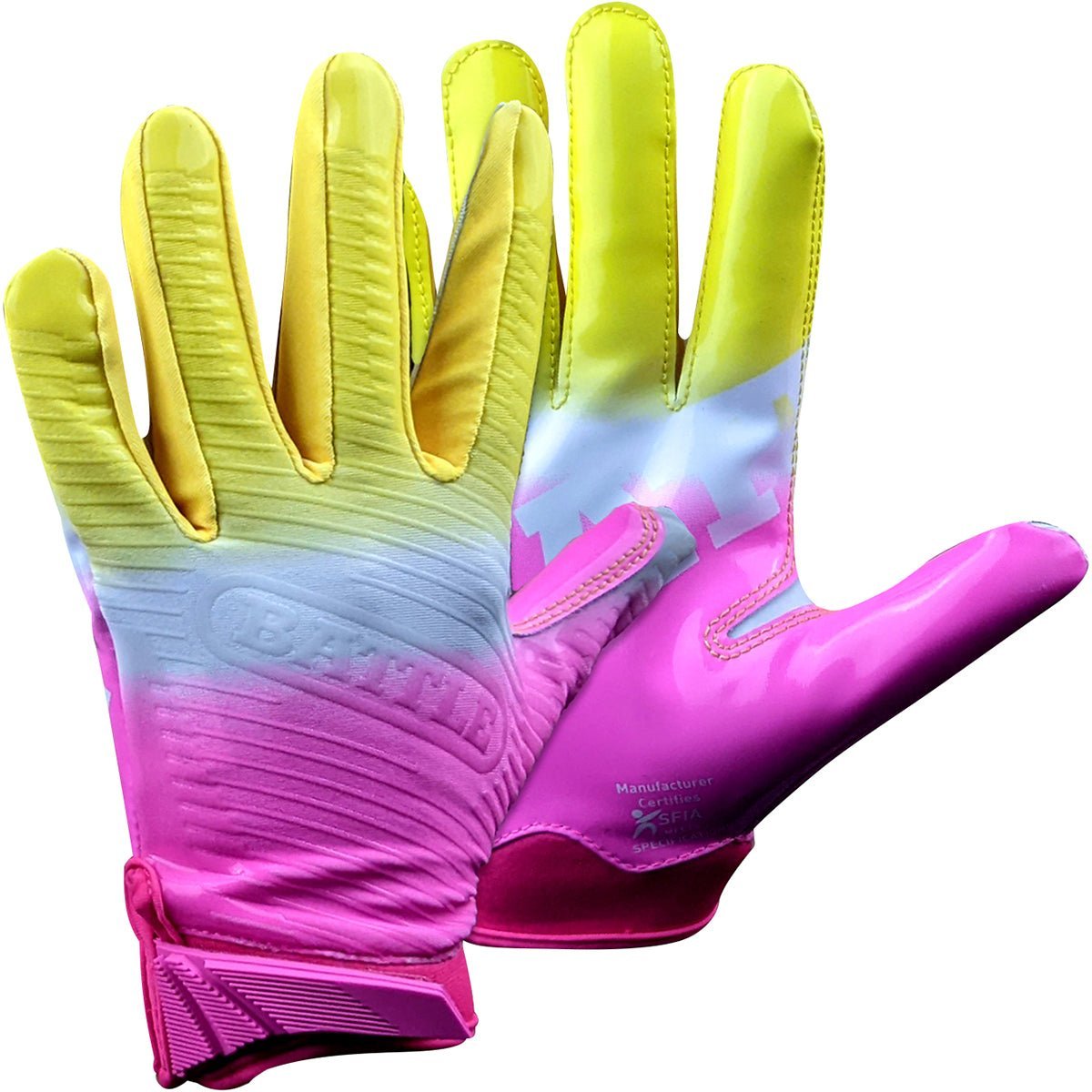 Battle Sports Adult Gradient Doom 1.0 Football Receiver Gloves - Lemonade - Forza Sports