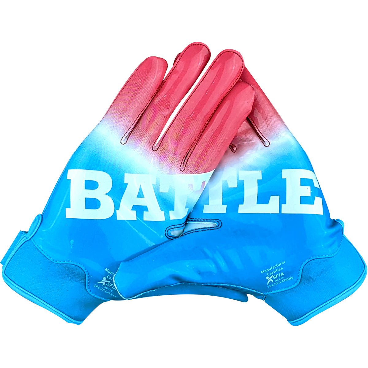 Battle Sports Youth Gradient Doom 1.0 Football Gloves - Red/White/Blue - Forza Sports