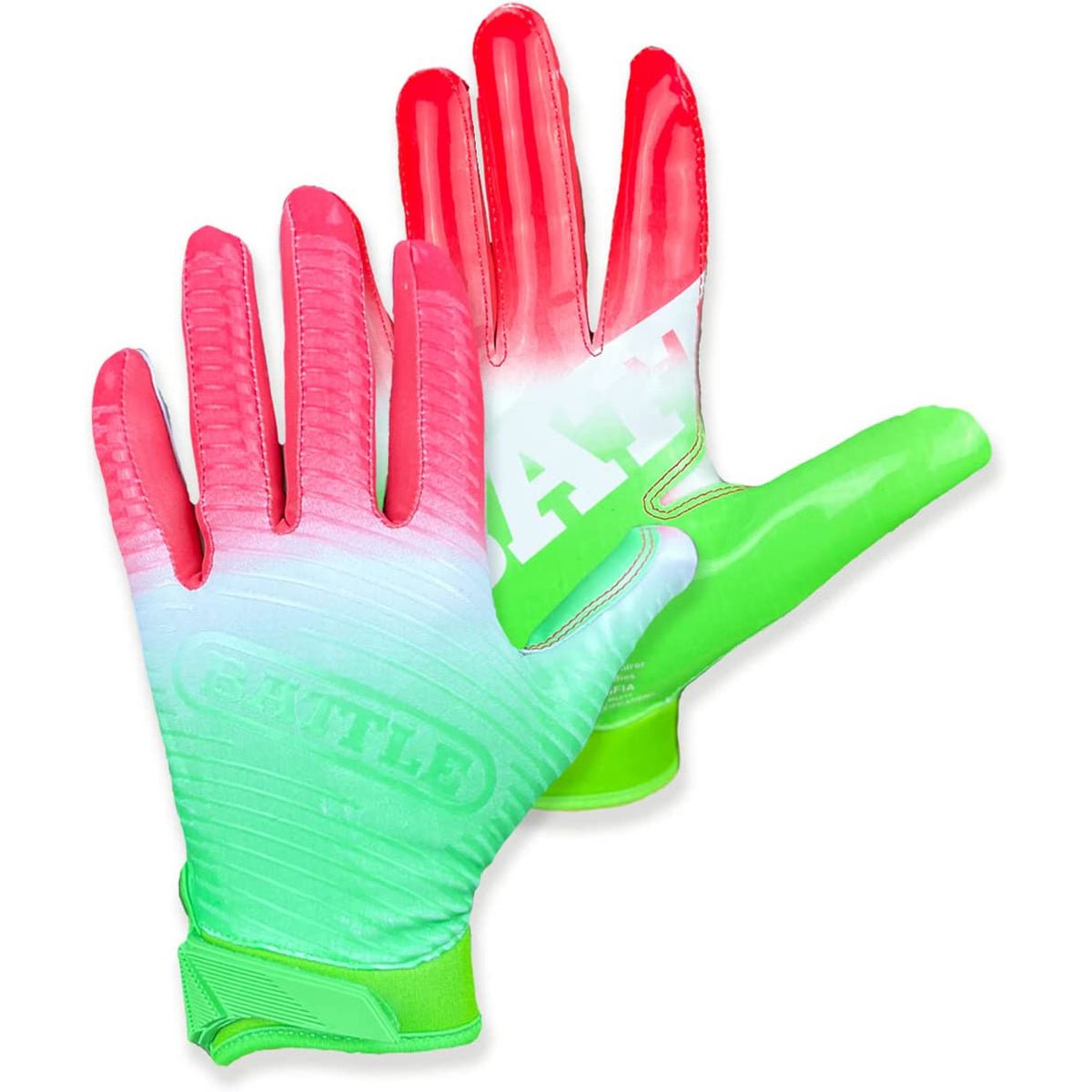 Battle Sports Youth Gradient Doom 1.0 Football Gloves - Watermelon