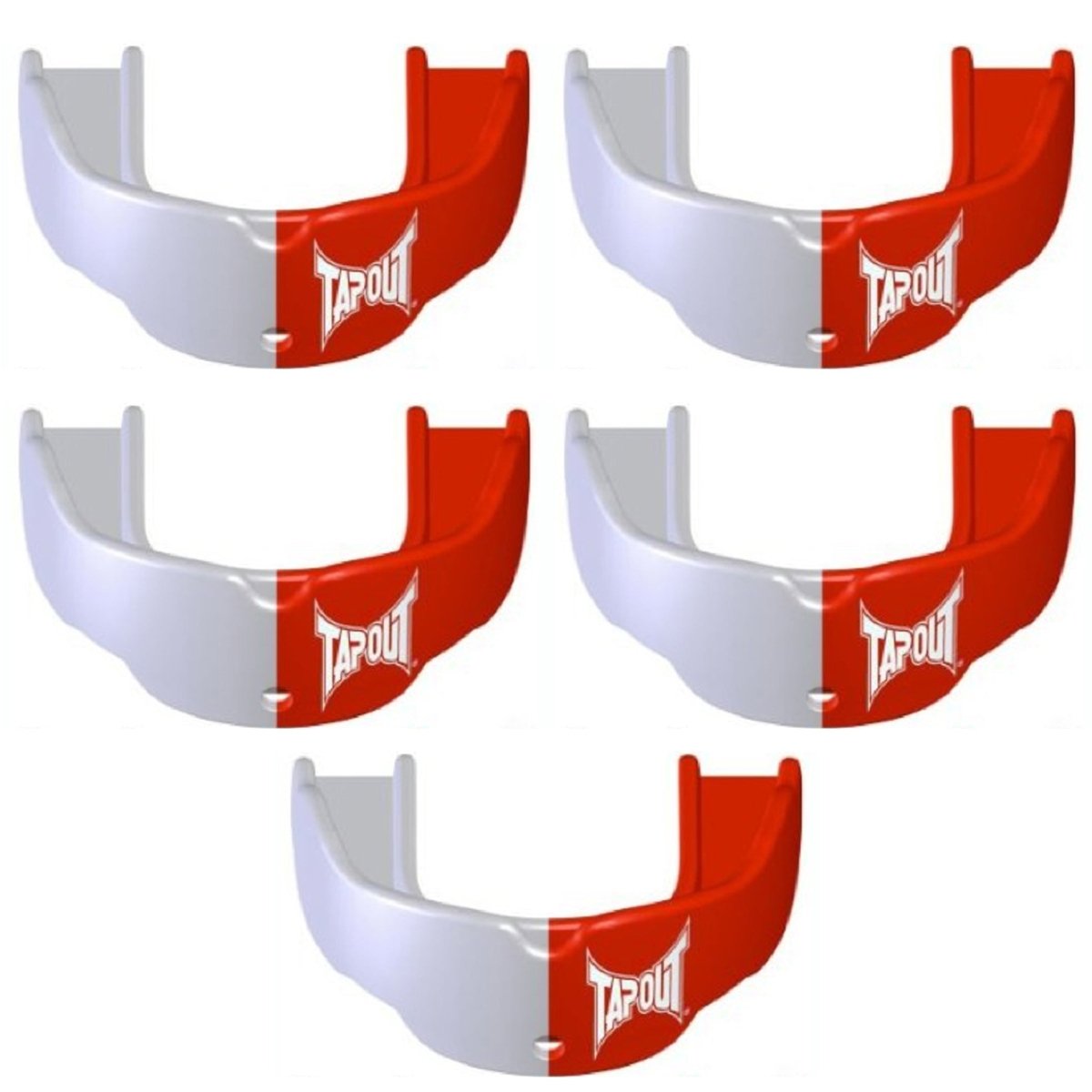 Tapout Youth Protective Sports Mouthguard with Strap 5 - Pack - Red/White - Forza Sports