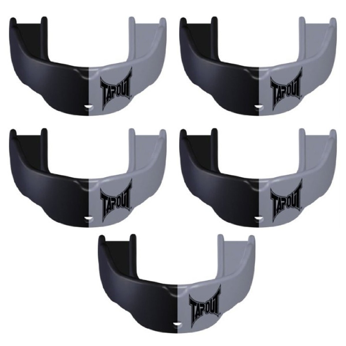 Tapout Adult Protective Sports Mouthguard with Strap 5 - Pack - Silver/Black - Forza Sports