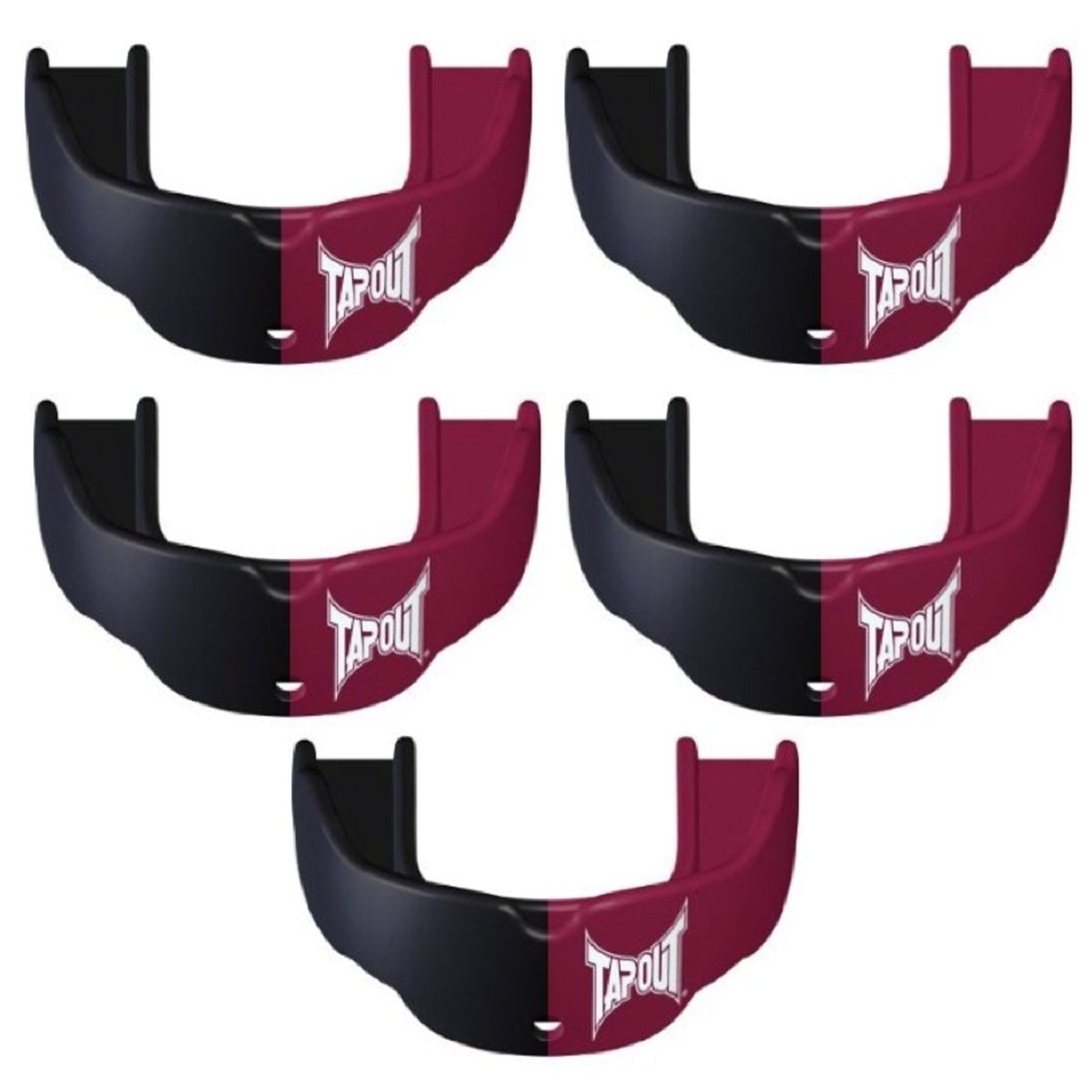 Tapout Youth Protective Sports Mouthguard with Strap 5 - Pack - Maroon/Black - Forza Sports