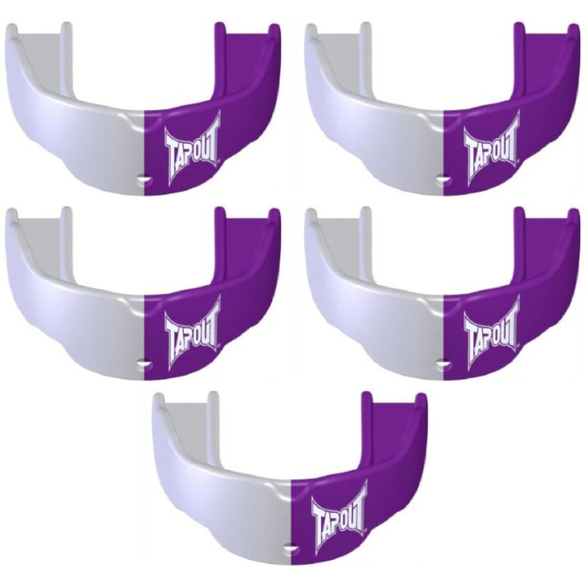 Tapout Adult Protective Sports Mouthguard with Strap 5 - Pack - Purple/White - Forza Sports