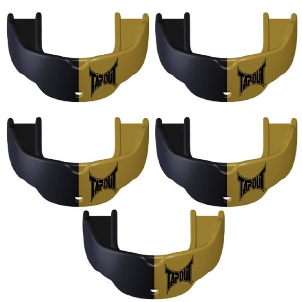 Tapout Youth Protective Sports Mouthguard with Strap 5 - Pack - Gold/Black - Forza Sports