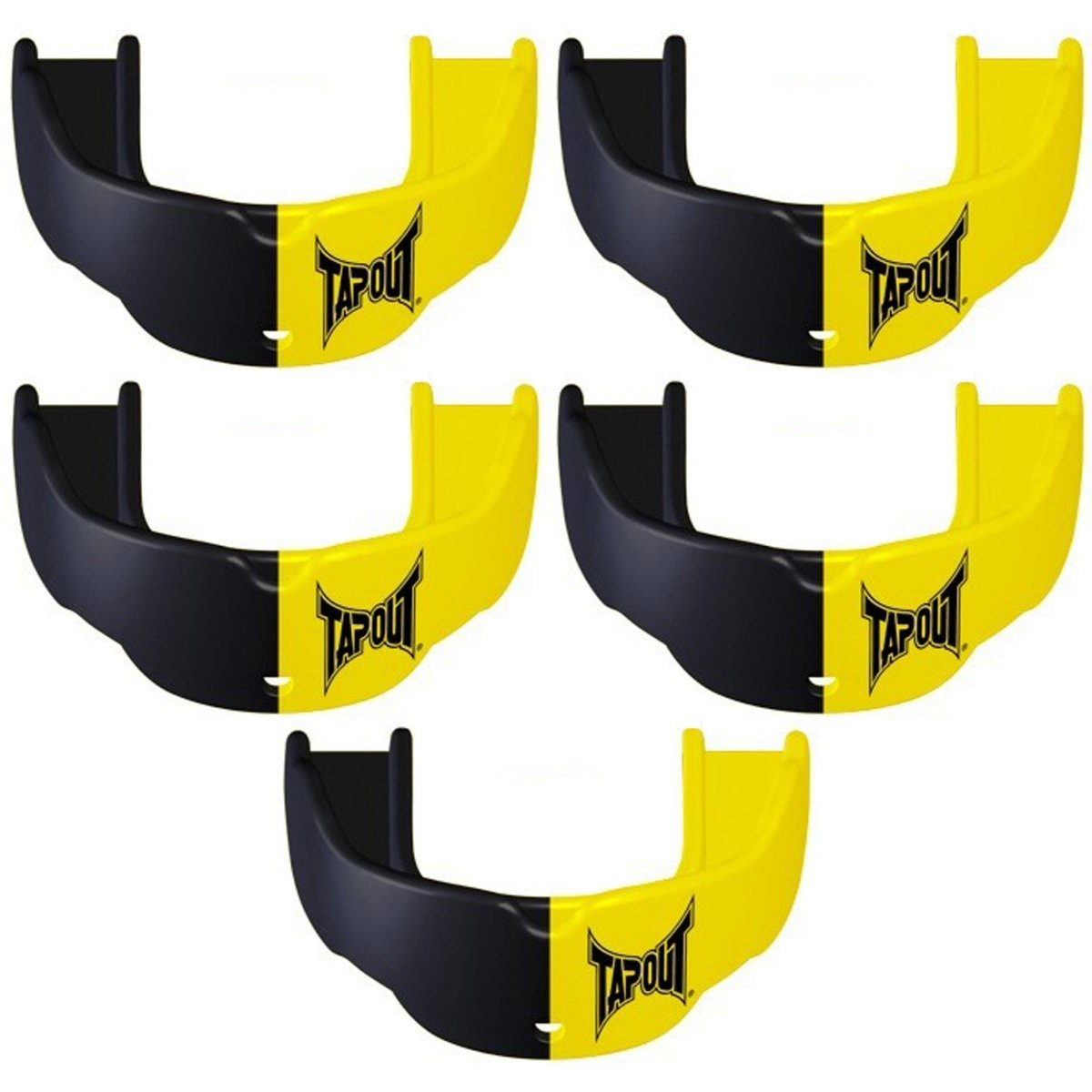 Tapout Youth Protective Sports Mouthguard with Strap 5 - Pack - Yellow/Black - Forza Sports