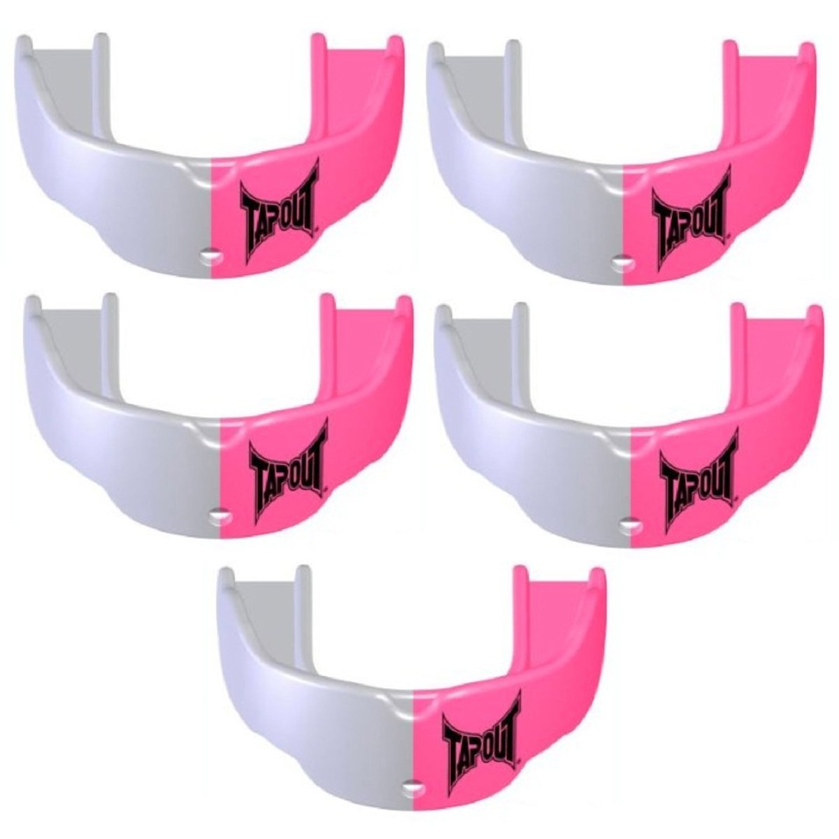Tapout Adult Protective Sports Mouthguard with Strap 5 - Pack - Pink/White - Forza Sports