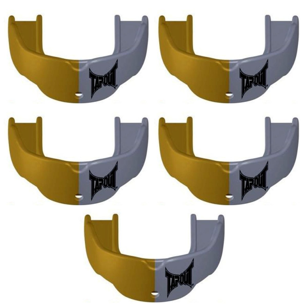 Tapout Youth Protective Sports Mouthguard with Strap 5 - Pack - Silver/Gold - Forza Sports