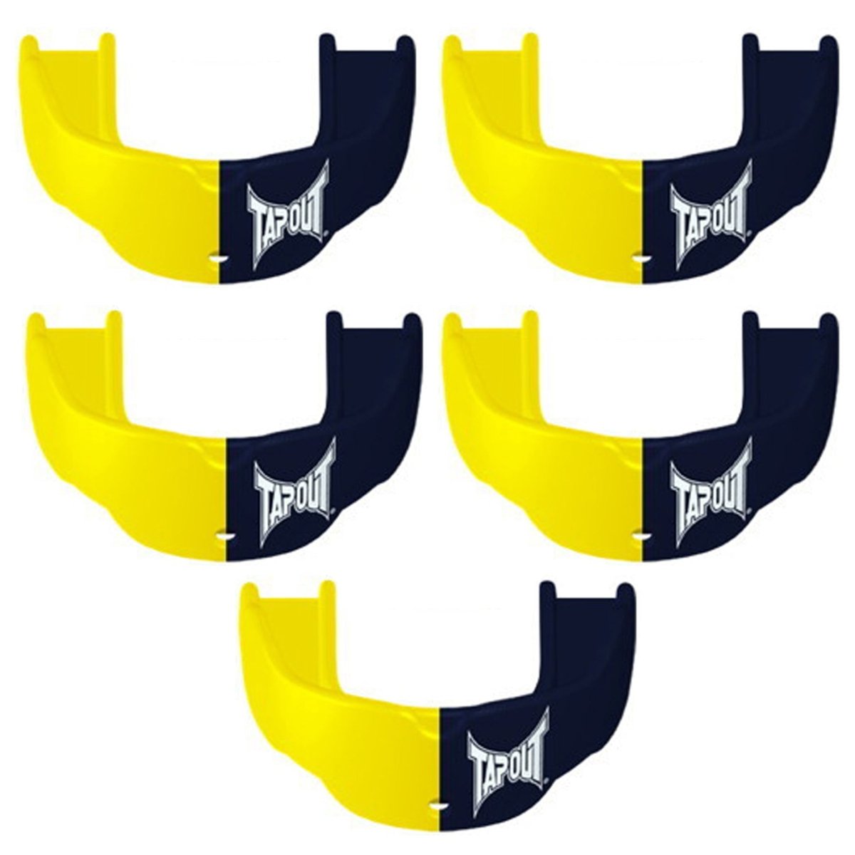 Tapout Youth Protective Sports Mouthguard with Strap 5 - Pack - Navy/Yellow - Forza Sports