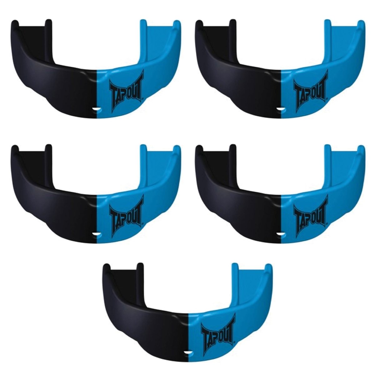 Tapout Youth Protective Sports Mouthguard with Strap 5 - Pack - Columbia Blue/Black - Forza Sports