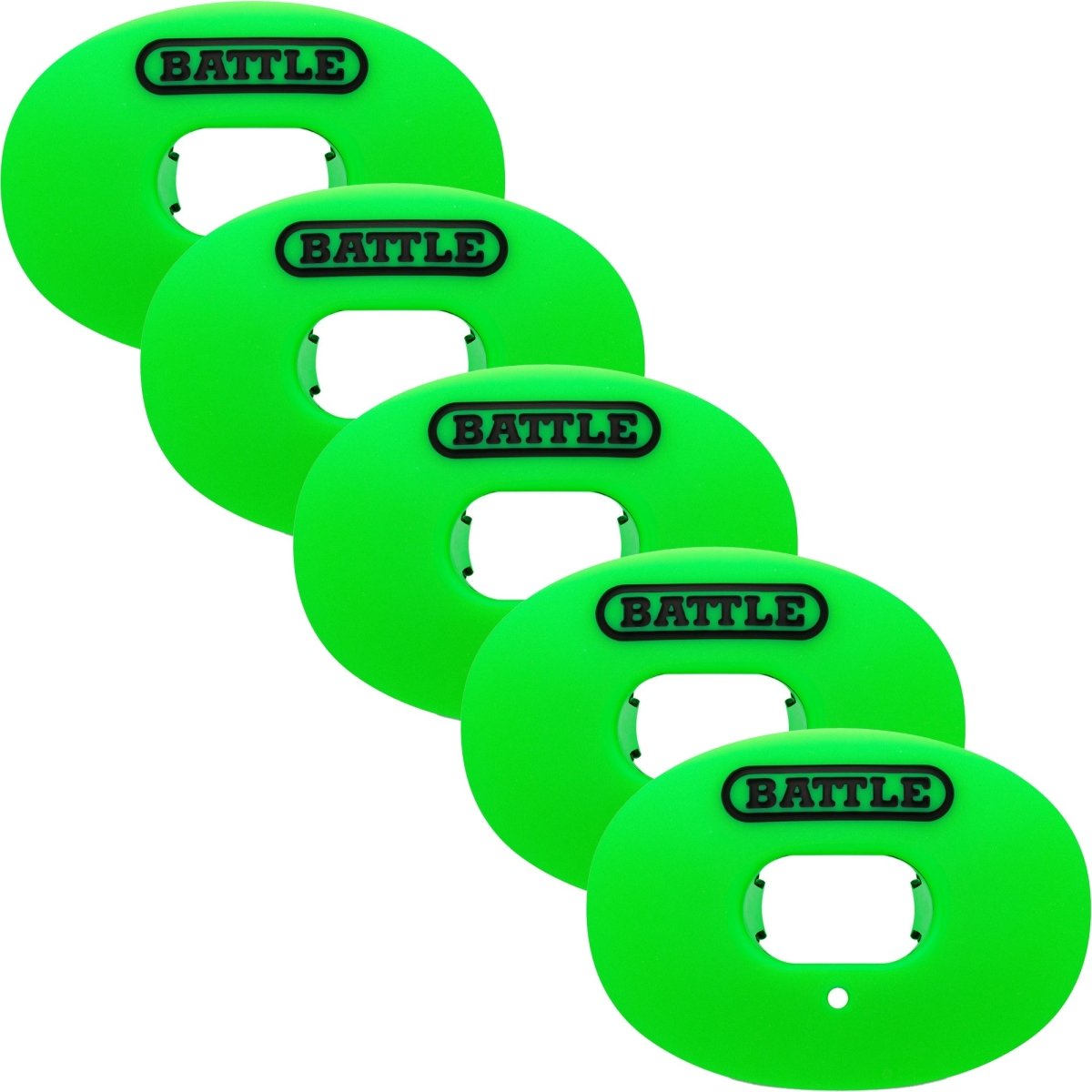 Battle Sports Oxygen Lip Protector Mouthguard w/ Thick Strap 5 - Pack - Neon Green - Forza Sports