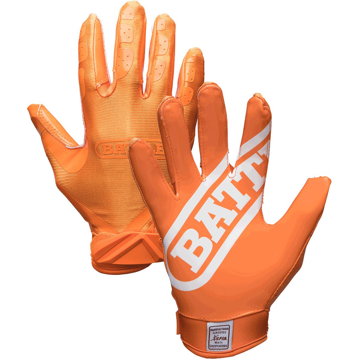 Battle Sports Youth DoubleThreat Football Gloves - Orange/Orange - Forza Sports
