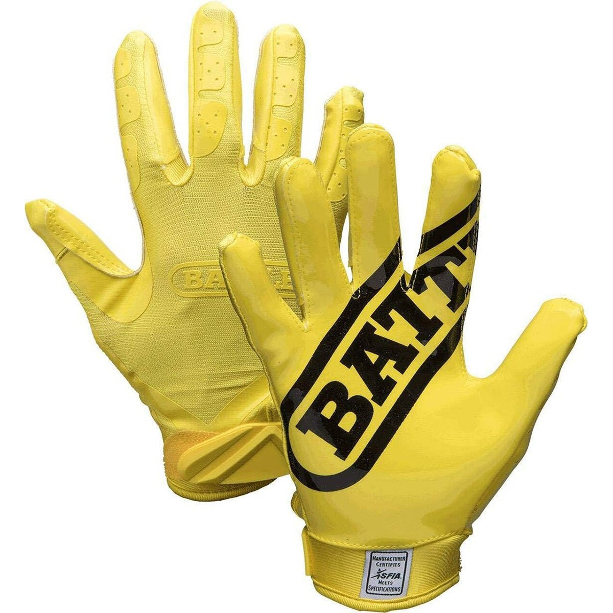 Battle Sports Adult Double Threat Football Gloves - Yellow/Yellow - Forza Sports