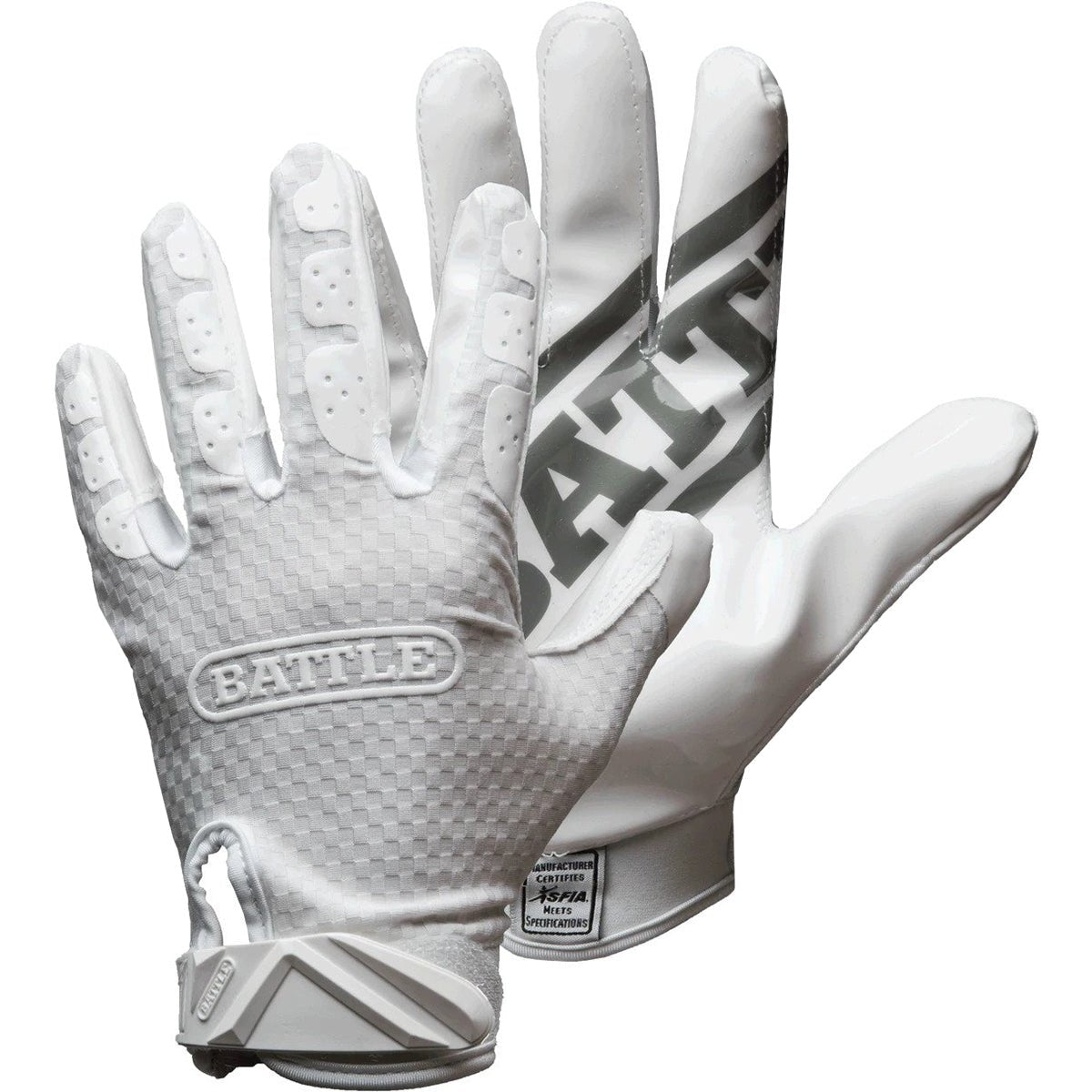 Battle Sports Triple Threat Adult Football Receiver Gloves - White - Forza Sports