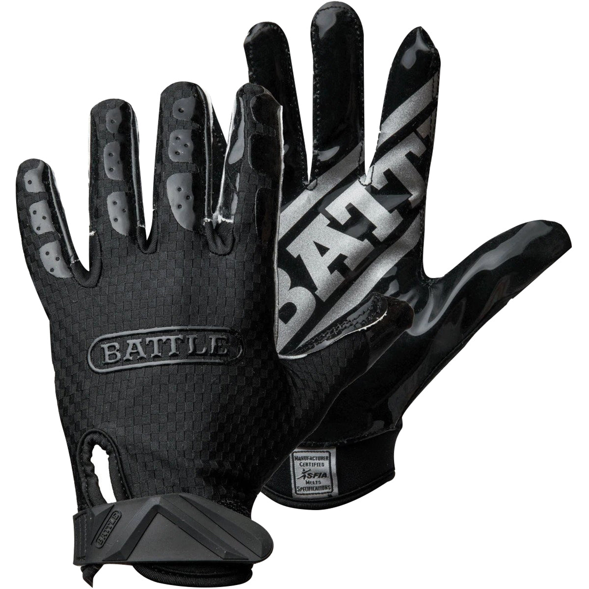 Battle Sports Triple Threat Adult Football Receiver Gloves - Black Battle Sports