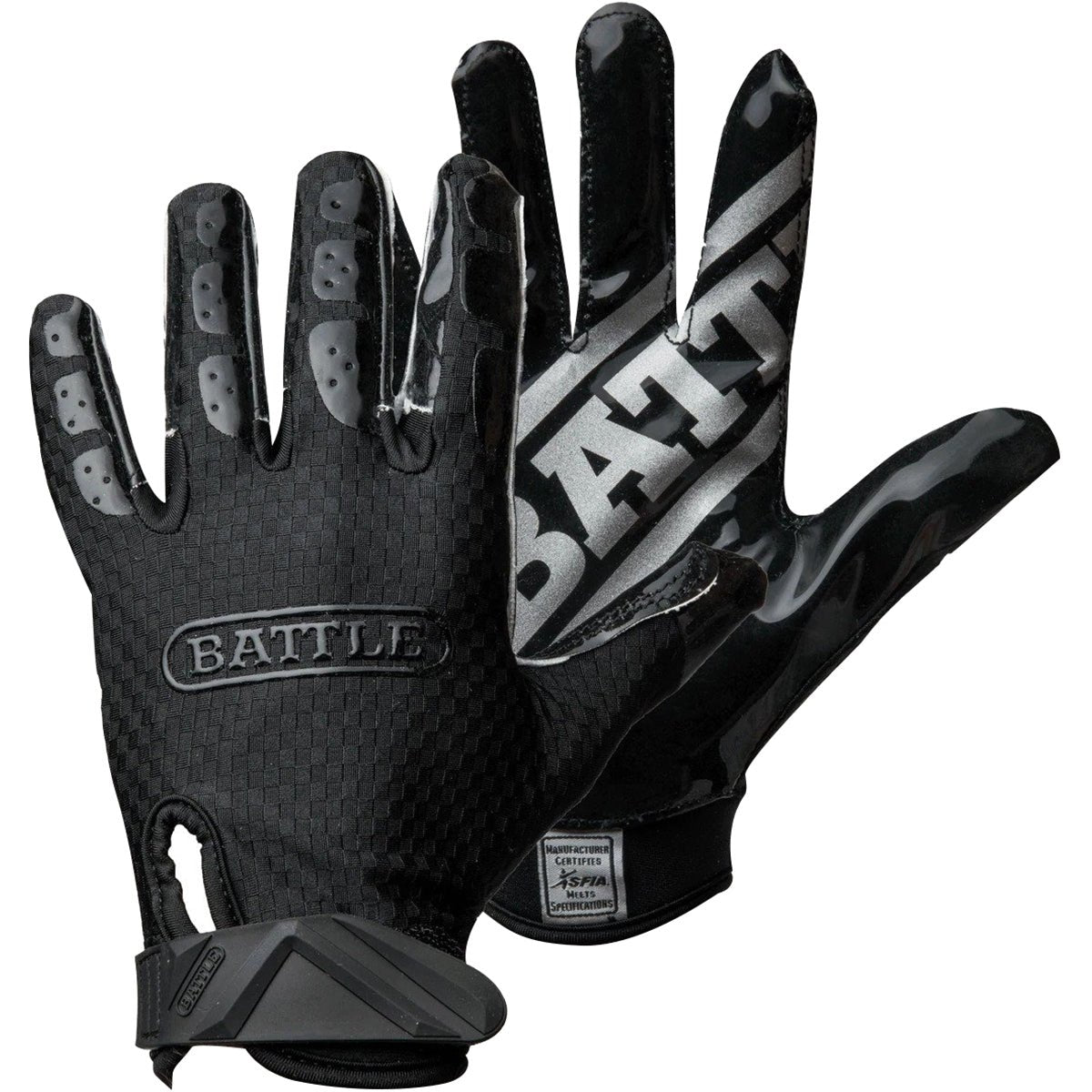 Battle Sports Triple Threat Adult Football Receiver Gloves - Black - Forza Sports