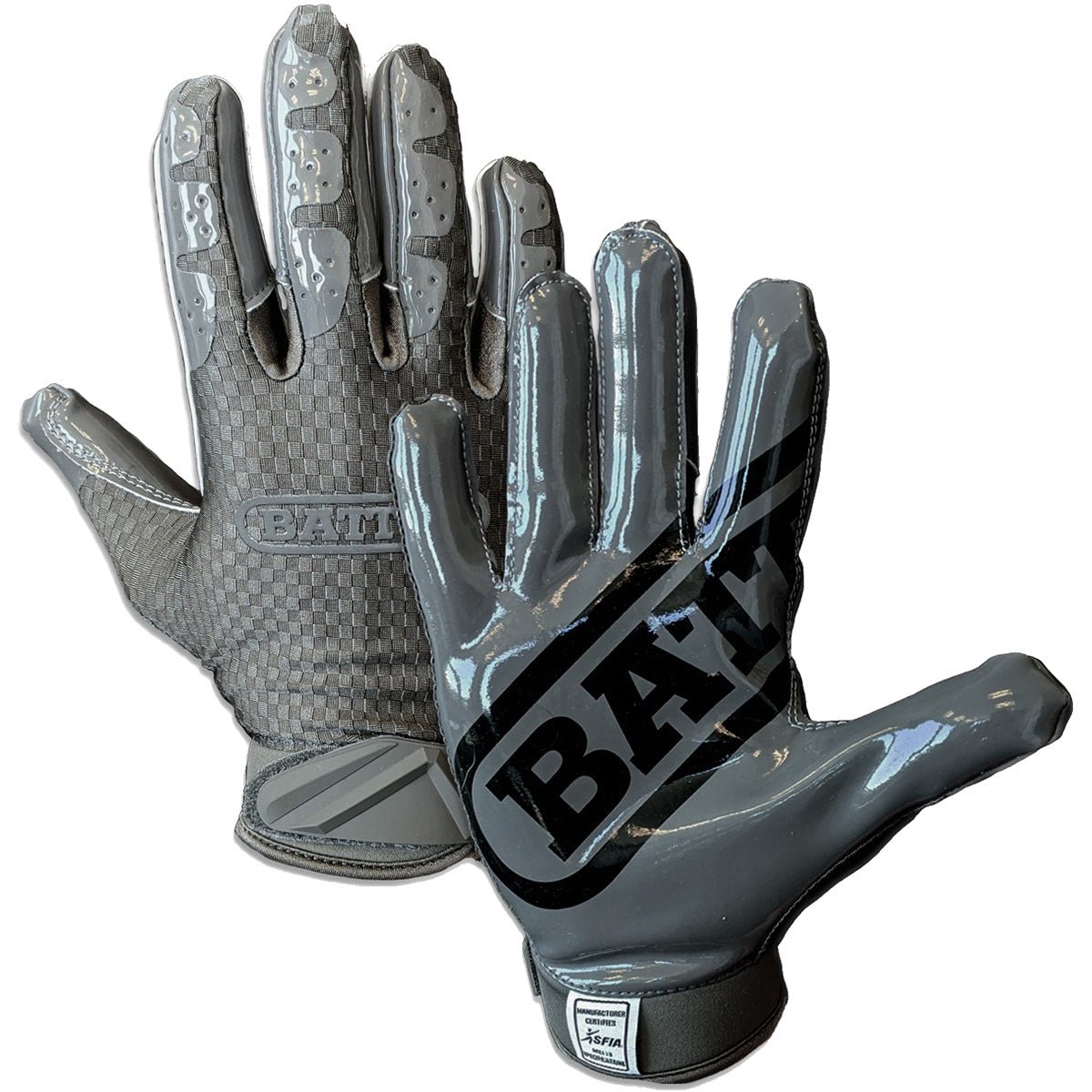 Battle Sports Youth TripleThreat UltraTack Football Gloves - Charcoal - Forza Sports