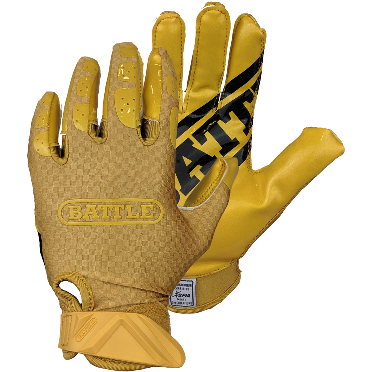 Battle Sports Triple Threat Youth Football Receiver Gloves - Gold Battle Sports