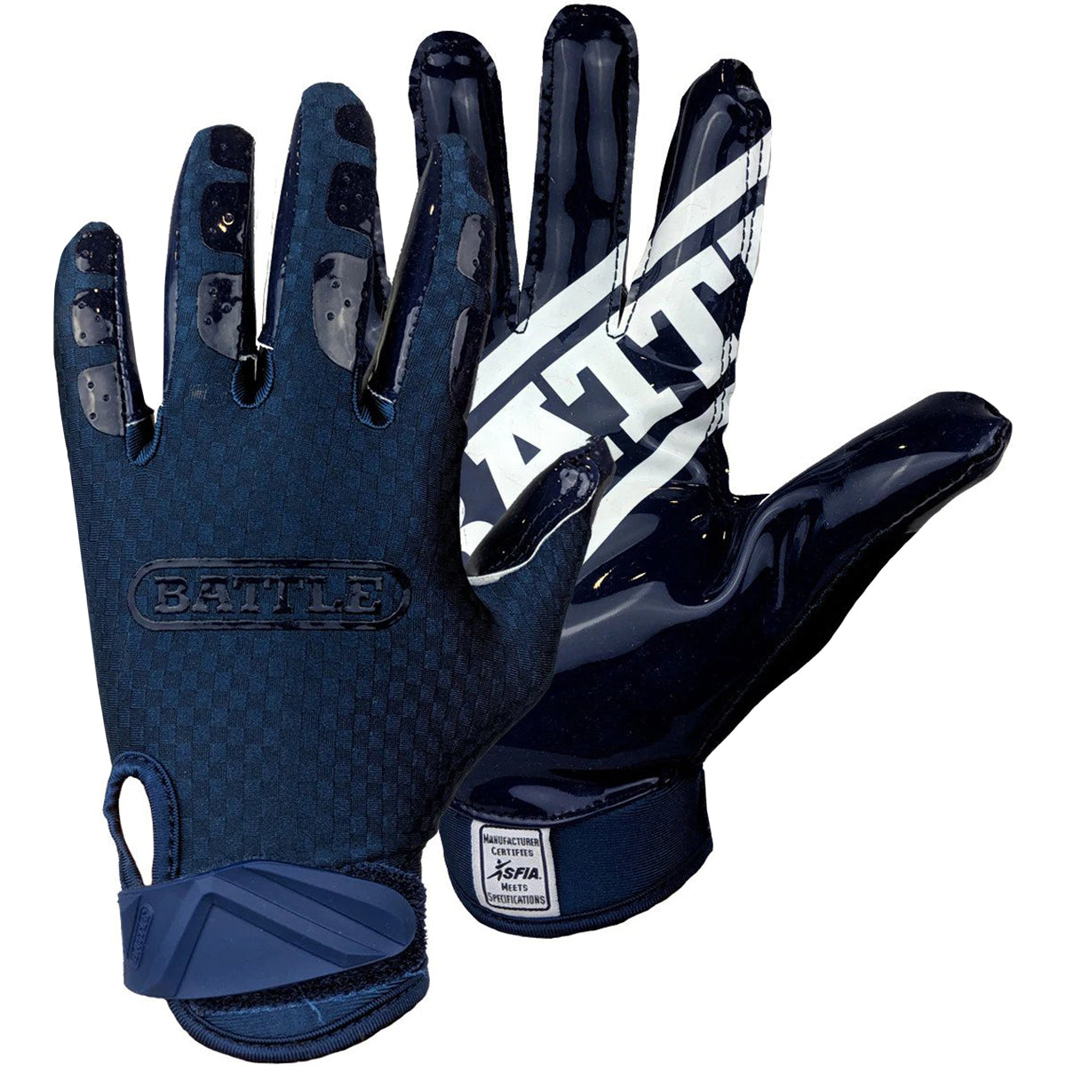 Battle Sports Triple Threat Adult Football Receiver Gloves - Navy Battle Sports