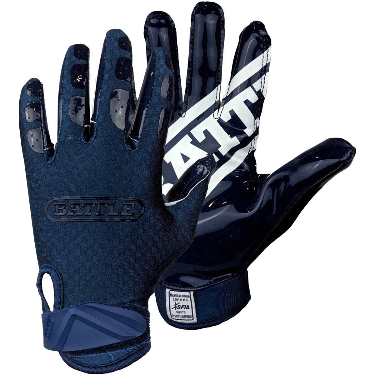Battle Sports Triple Threat Adult Football Receiver Gloves - Navy