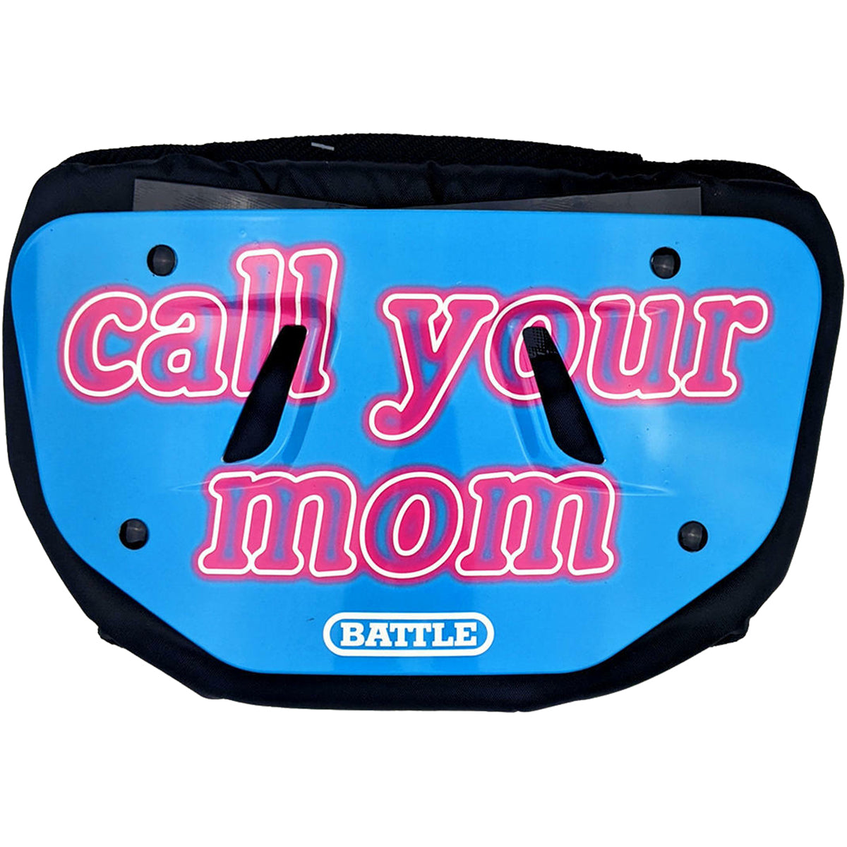 Battle Sports Call Your Mom Chrome Football Back Plate - Blue/Pink Battle Sports