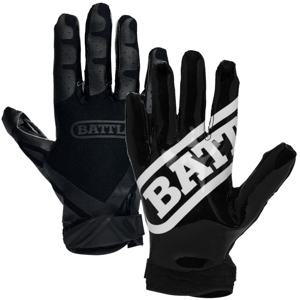 Battle Receivers Double Threat Football Gloves - Black/Black
