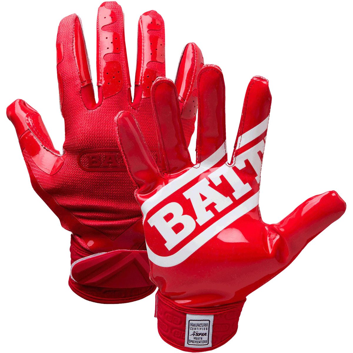 Battle Sports DoubleThreat UltraTack Football Gloves - Red/Red