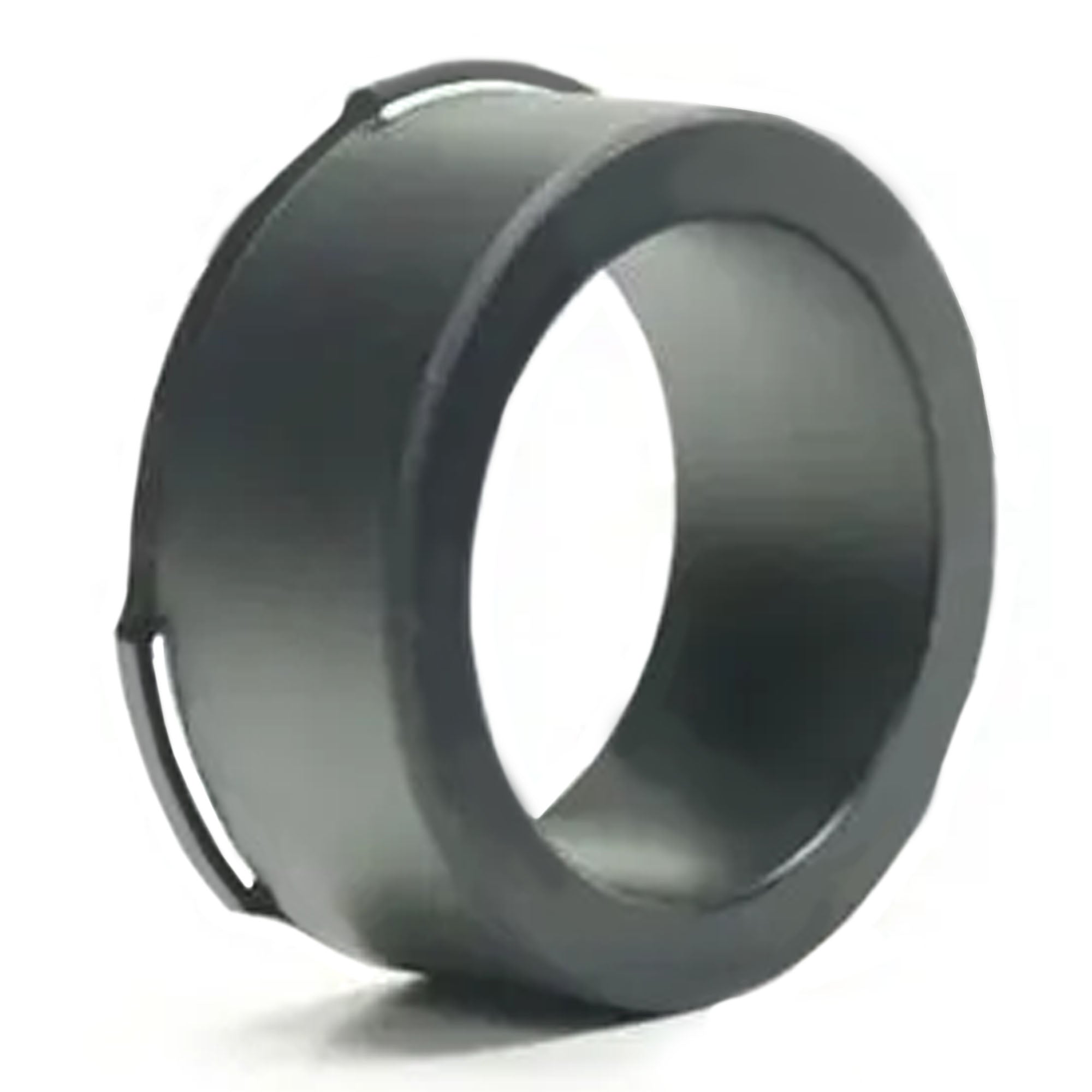 Black rubber gasket on a white background