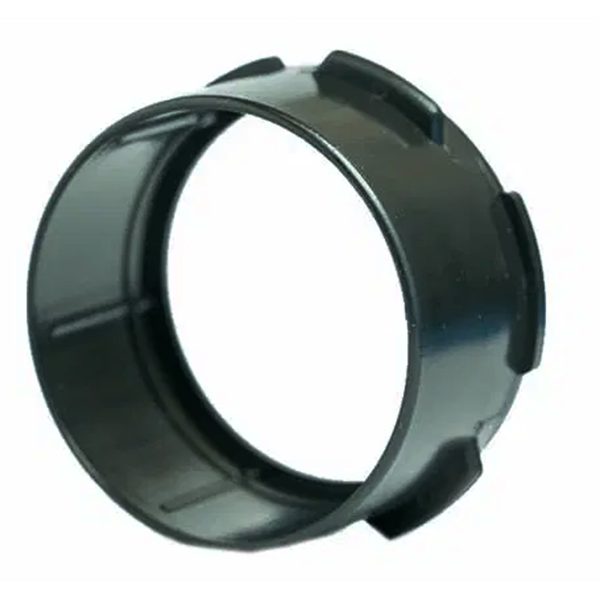 Black plastic ring on a white background