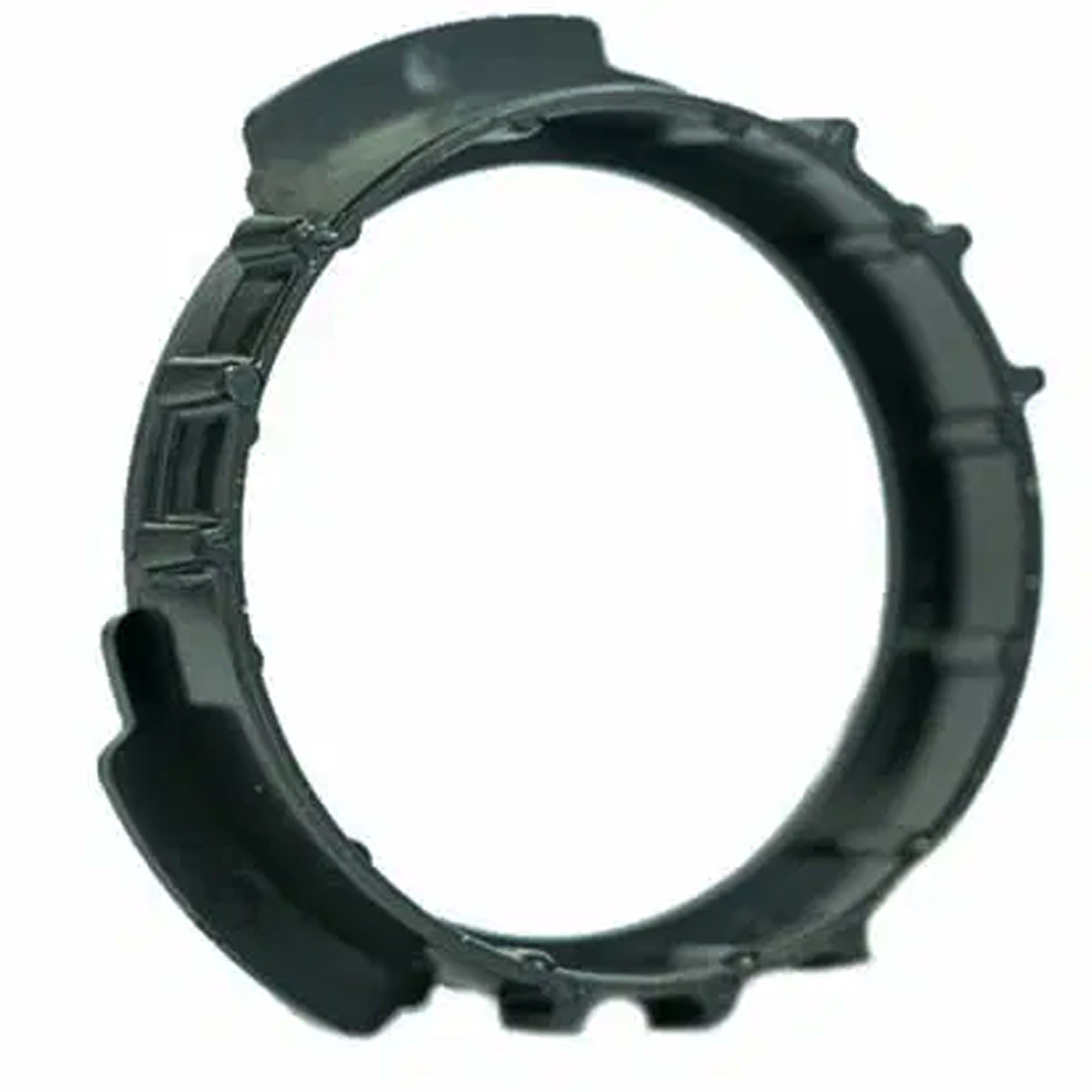 Black plastic ring on a white background