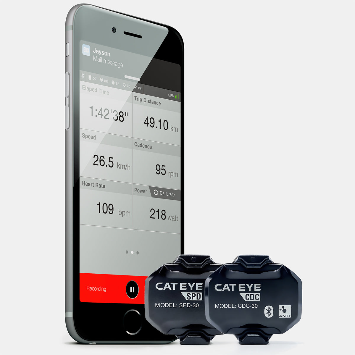 CatEye Bluetooth and ANT+ Magnetless Speed and Cadence Sensor Kit - Black Cateye