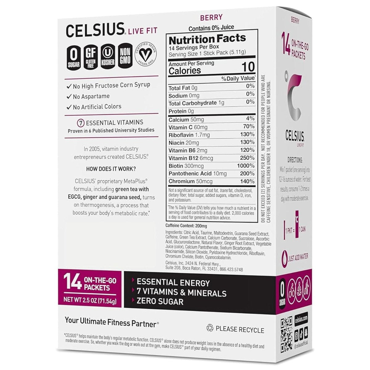Celsius On - The - Go Zero Sugar Powder Stick Drink Mix 4 Pack - Forza Sports