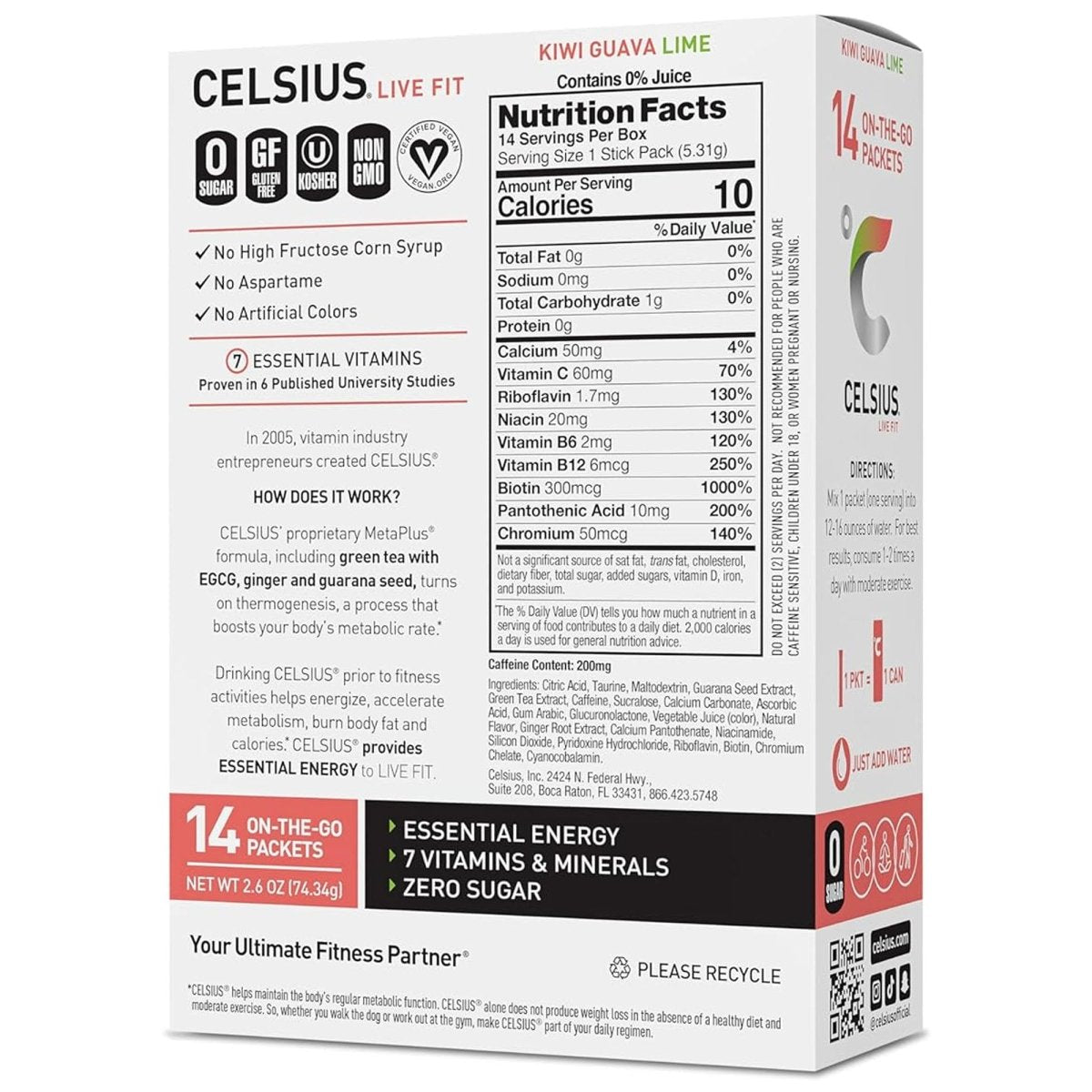 Celsius On - The - Go Zero Sugar Powder Stick Drink Mix 6 Pack - Forza Sports
