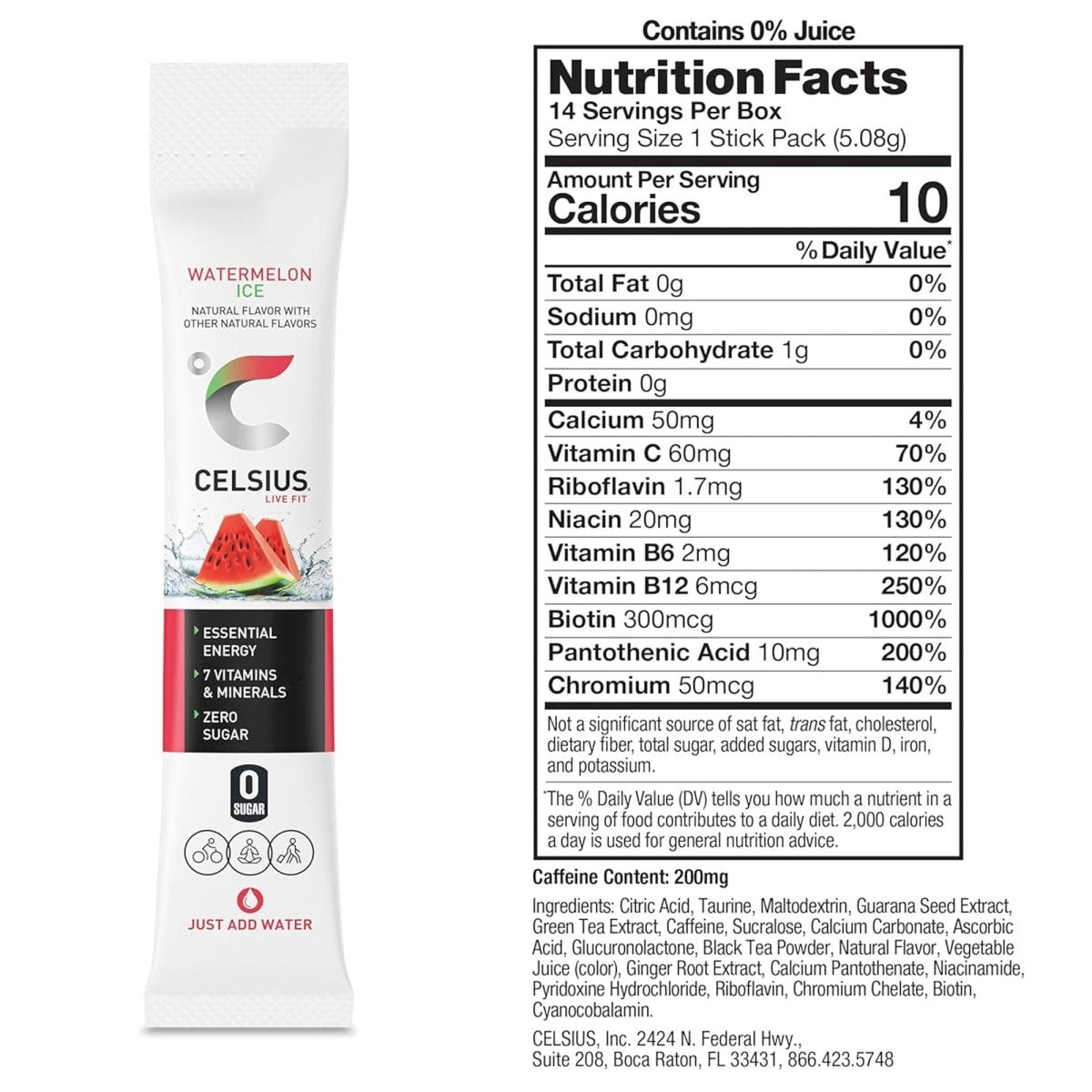 Celsius On - The - Go Zero Sugar Powder Stick Drink Mix 6 Pack - Forza Sports