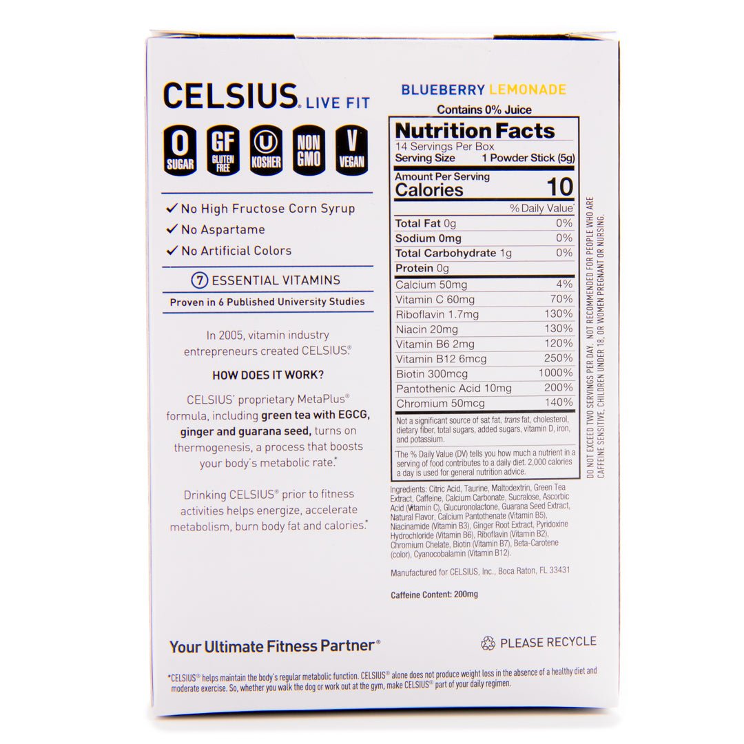 Celsius On - The - Go Zero Sugar Powder Stick Drink Mix 4 Pack - Forza Sports