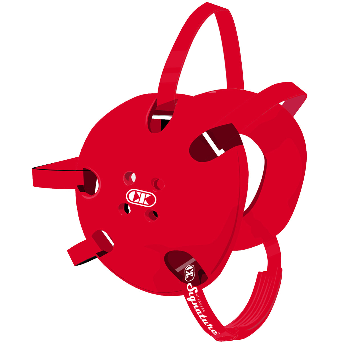 Red reel with a brand logo on a white background