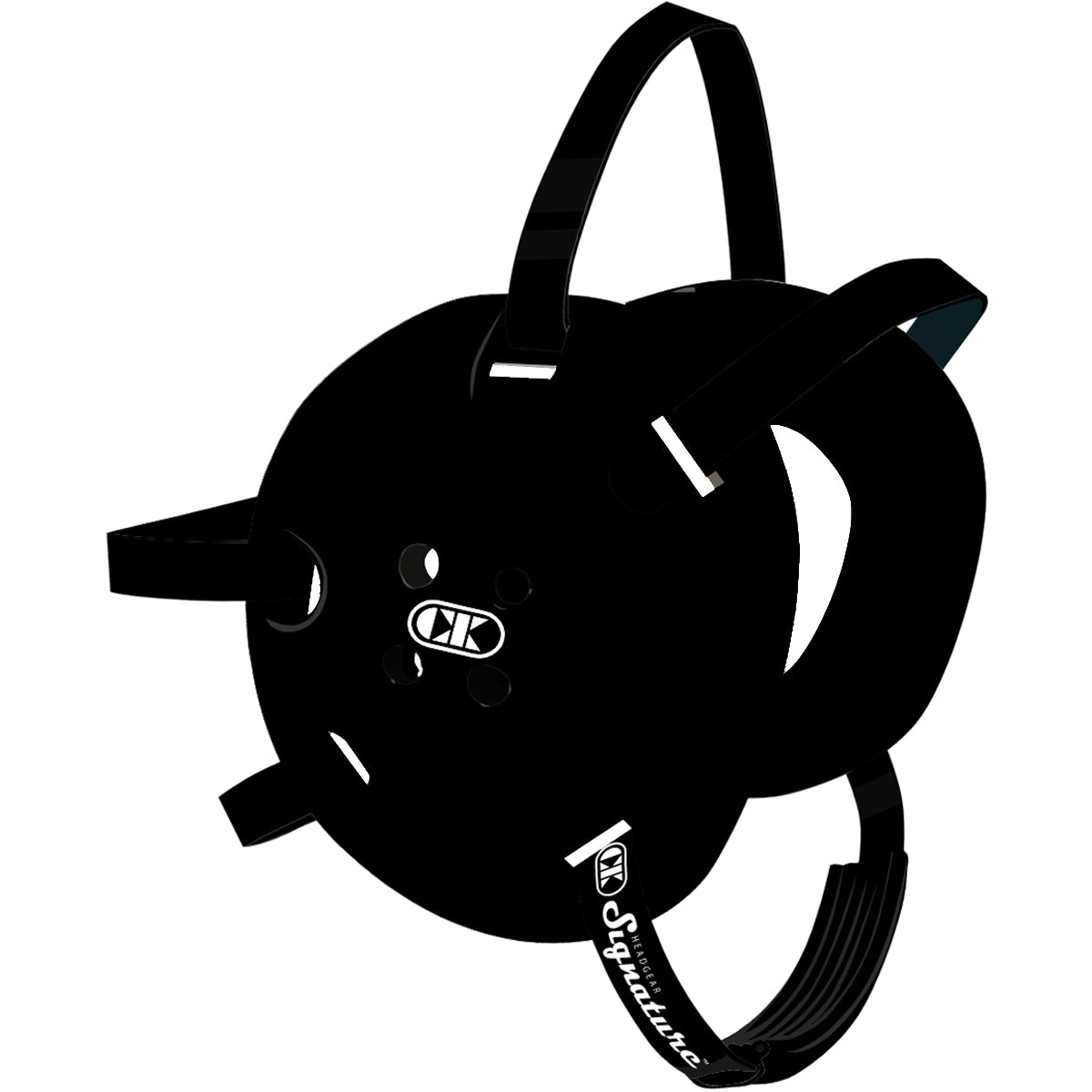 Black backpack with visible brand logo on a white background