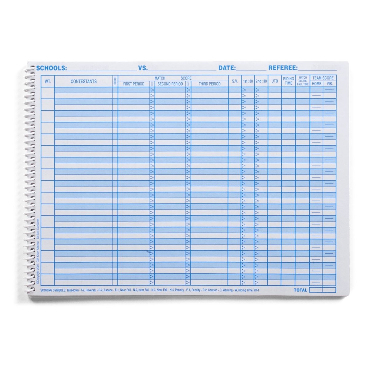 Cliff Keen Wrestling Scorebook - Blue - Forza Sports