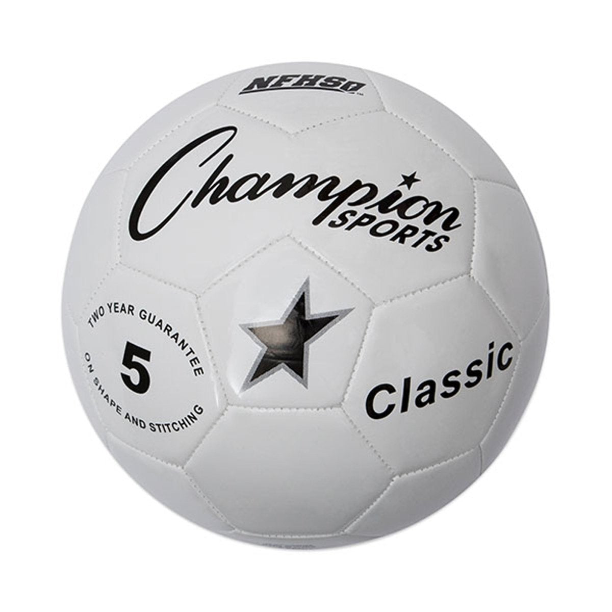 Champion Sports Classic Soccer Ball - Size 5 - Black/White - Forza Sports