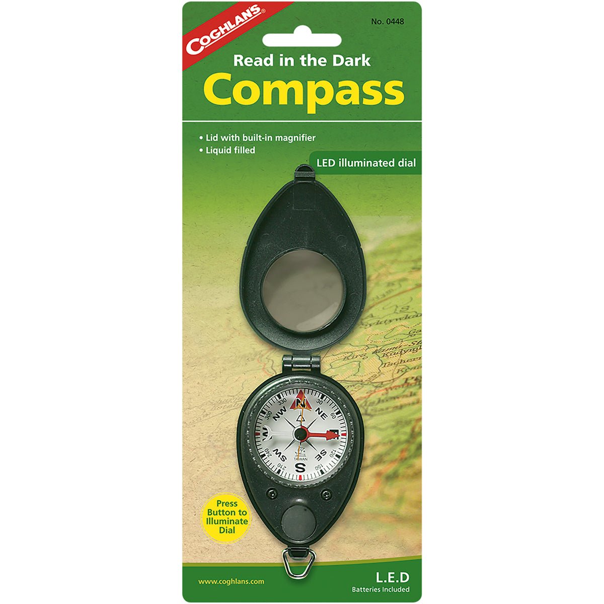 Coghlan's Compass with LED Light Illuminated w/ Built - in Magnifier, Folding Case - Forza Sports