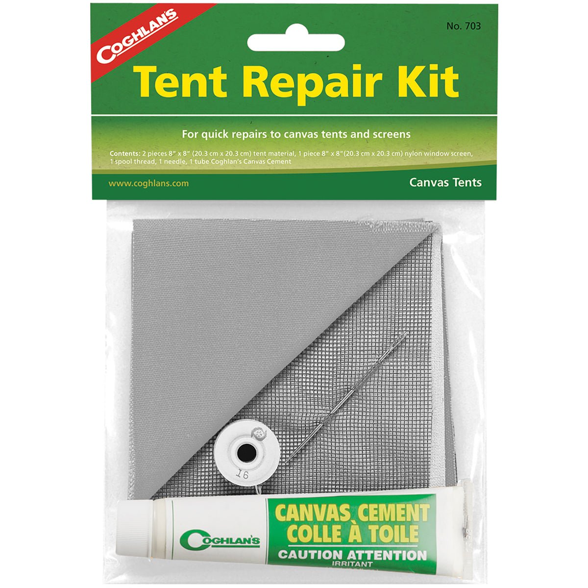 Coghlan's Tent Repair Kit, Quick Emergency Canvas & Nylon Patches Screen Cement - Forza Sports